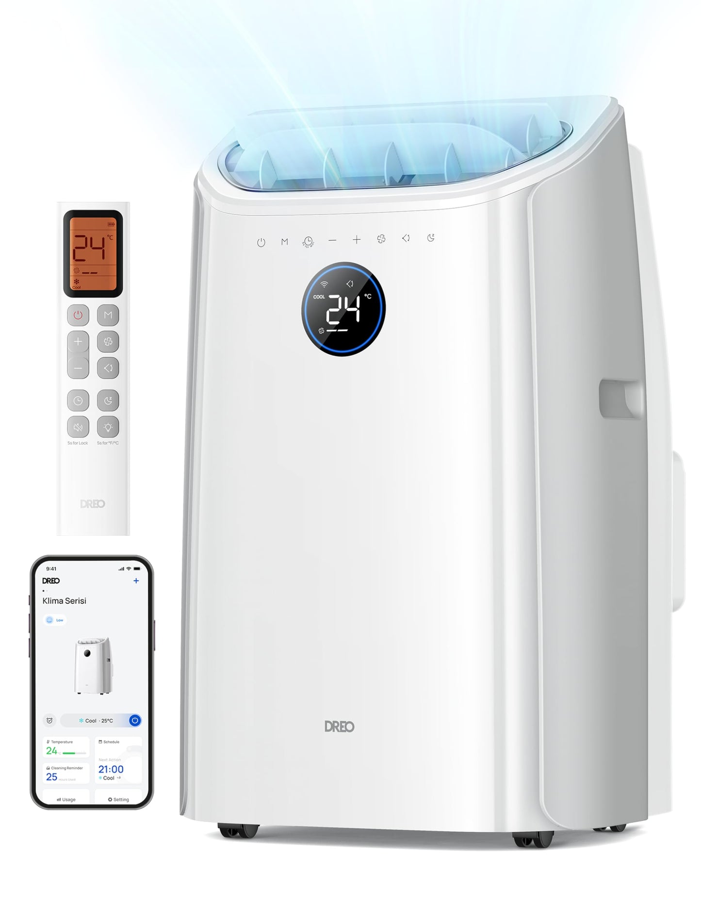 DREO 10000 BTU Portable Air Conditioner, 3-in-1 Cool/Fan/Dry Quiet AC Unit for Bedroom/Office, Smart App/Voice/Remote Control