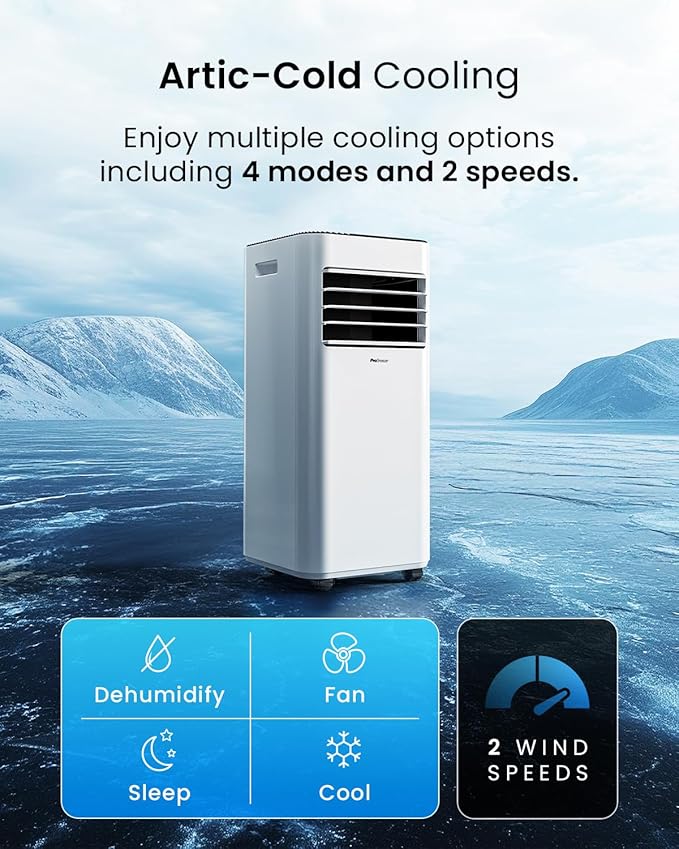 7000 BTU Portable Air Conditioner with Cooling, Dehumidifier, Fan, Sleep Mode & Remote Control