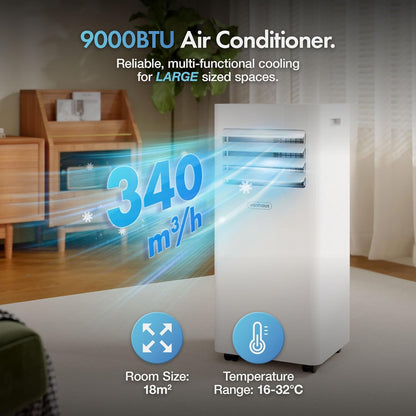 12000 BTU Portable Air Conditioner with WiFi, Cooling, Dehumidifier, Fan, Sleep Mode & Remote Control