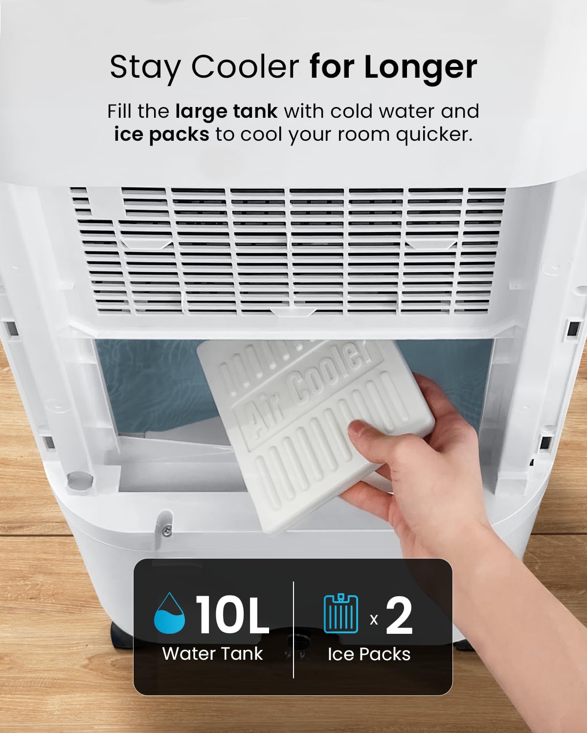 Pro Breeze 4-in-1 Air Cooler with 10 Litre Capacity, Remote Control, 3 Fan Speeds & LED Display. Powerful Evaporative Air Cooler