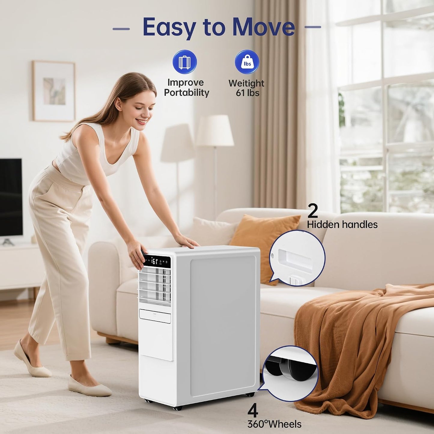12000 BTU Portable Air Conditioner with Cooling, Fan, Dehumidifier, Sleep Mode & Remote Control