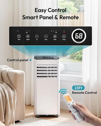 9000 BTU Portable Air Conditioner with Cooling, Dehumidifier, Fan, Sleep Mode & Remote Control