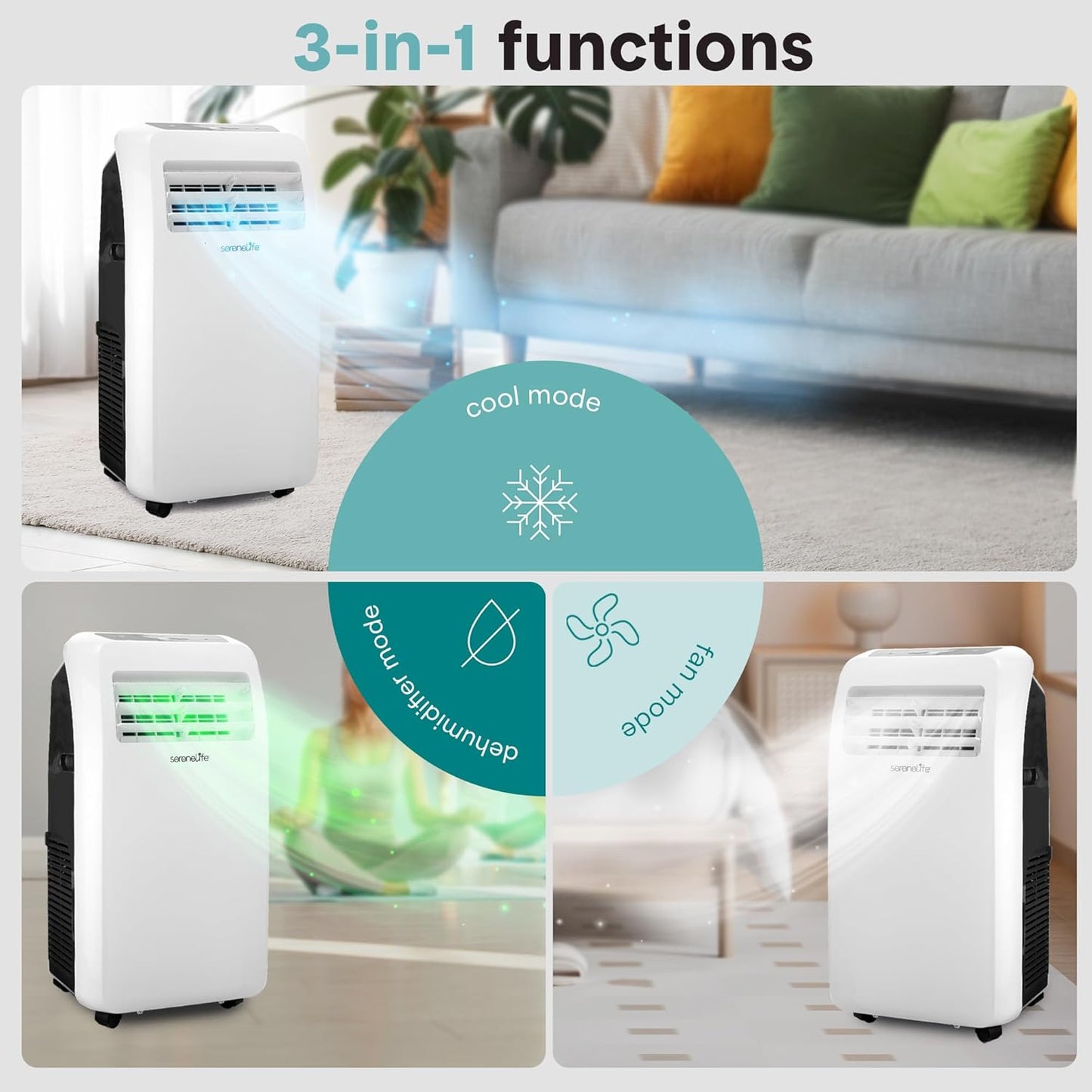 12000 BTU Portable Air Conditioner with Cooling, Fan, Dehumidifier, Remote Control & 24-Hour Timer