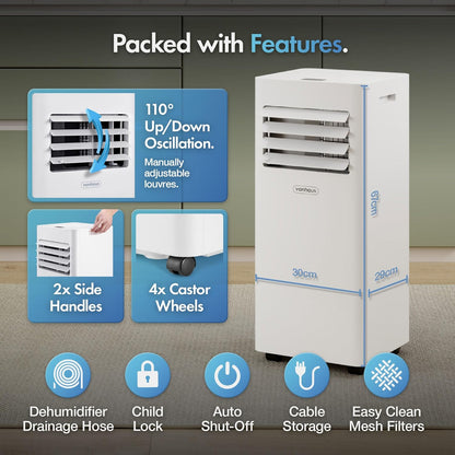 12000 BTU Portable Air Conditioner with WiFi, Cooling, Dehumidifier, Fan, Sleep Mode & Remote Control