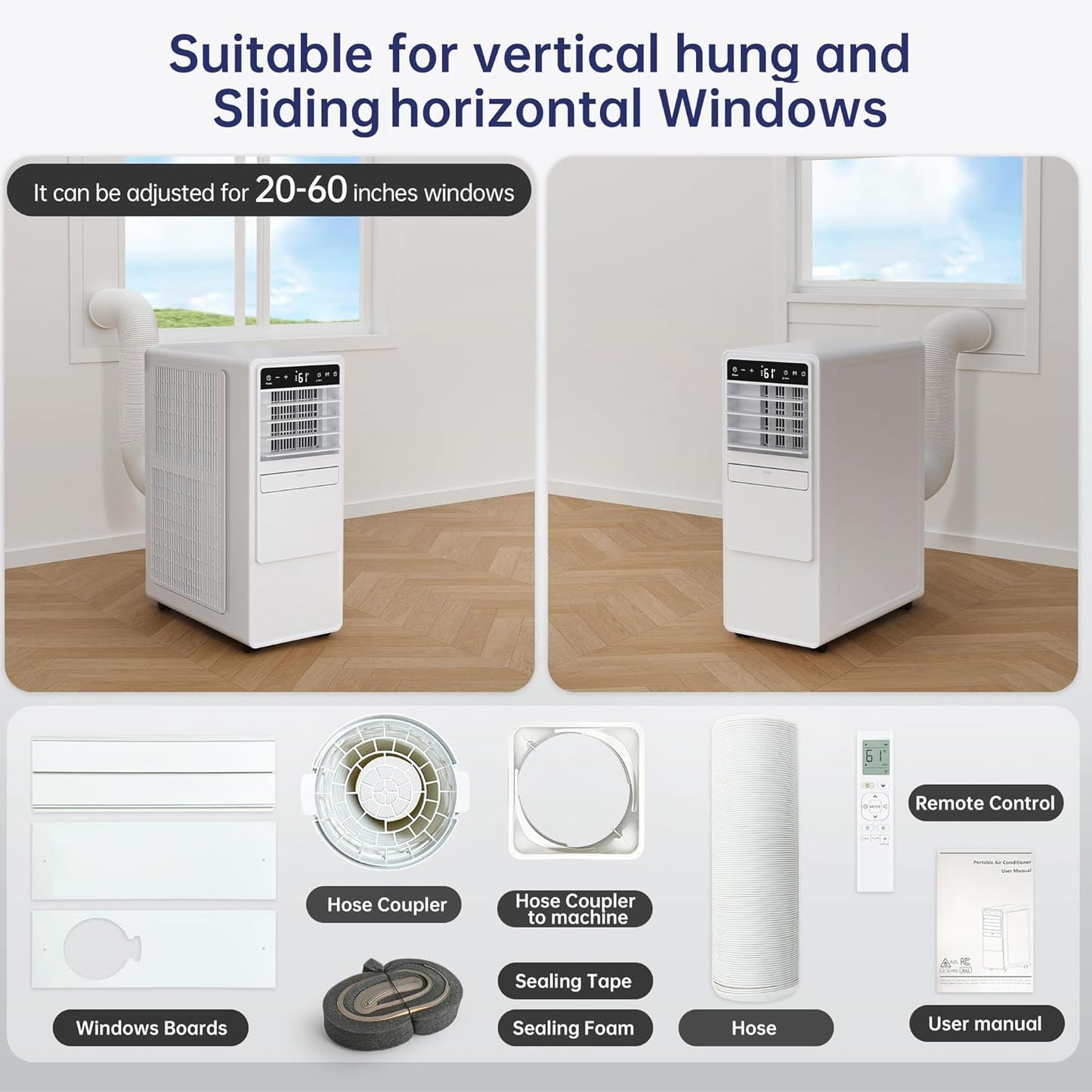 12000 BTU Portable Air Conditioner with Cooling, Fan, Dehumidifier, Sleep Mode & Remote Control