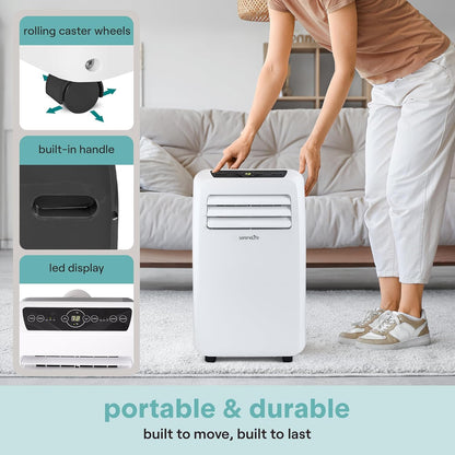 12000 BTU Portable Air Conditioner with Cooling, Fan, Dehumidifier, Remote Control & 24-Hour Timer